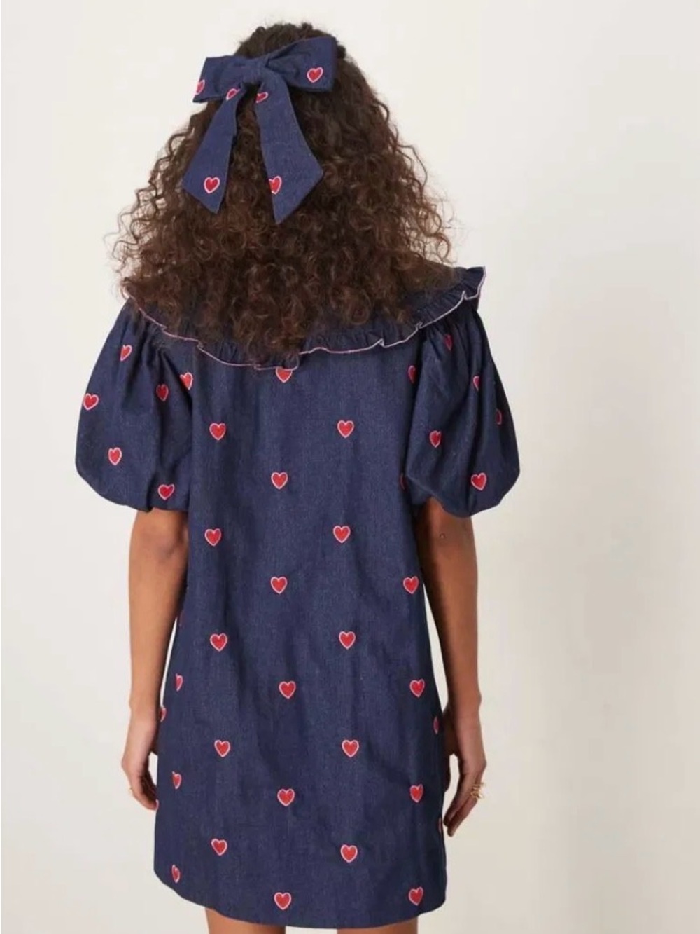Sister Jane Navy Denim Cottage Core Babydoll Dress Sz XL - Picture 2 of 11